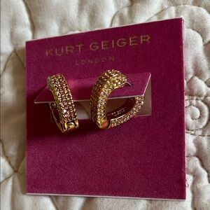 Kurt Geiger Gold Hoops with Pink Crystals